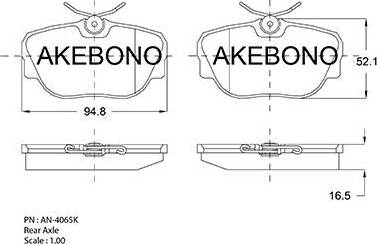 Akebono AN-4065K - Тормозные колодки, дисковые, комплект autospares.lv