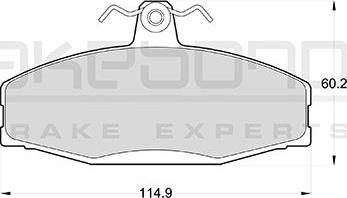 Akebono AN-4061K - Тормозные колодки, дисковые, комплект autospares.lv