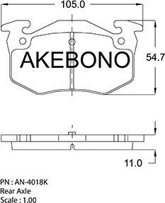 Akebono AN-4018KE - Тормозные колодки, дисковые, комплект autospares.lv