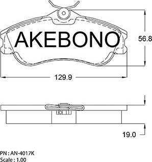 Akebono AN-4017K - Тормозные колодки, дисковые, комплект autospares.lv