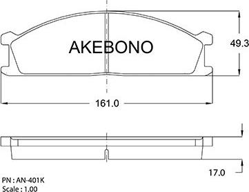 Akebono AN-401KE - Тормозные колодки, дисковые, комплект autospares.lv