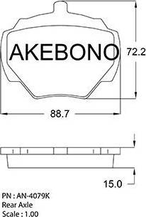 Akebono AN-4079K - Тормозные колодки, дисковые, комплект autospares.lv