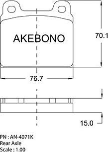 Akebono AN-4071KE - Тормозные колодки, дисковые, комплект autospares.lv