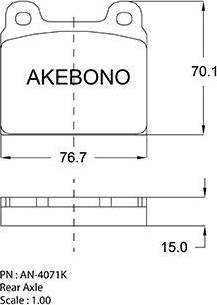 Akebono AN-4071K - Тормозные колодки, дисковые, комплект autospares.lv