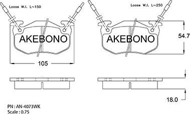 Akebono AN-4073WKE - Тормозные колодки, дисковые, комплект autospares.lv