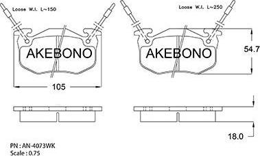 Akebono AN-4073WK - Тормозные колодки, дисковые, комплект autospares.lv