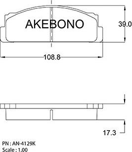 Akebono AN-4129KE - Тормозные колодки, дисковые, комплект autospares.lv