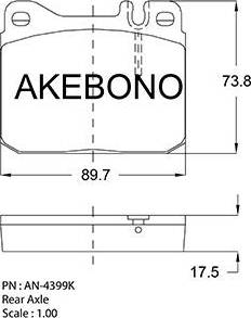 Akebono AN-4399K - Тормозные колодки, дисковые, комплект autospares.lv