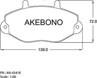 Akebono AN-4341K - Тормозные колодки, дисковые, комплект autospares.lv