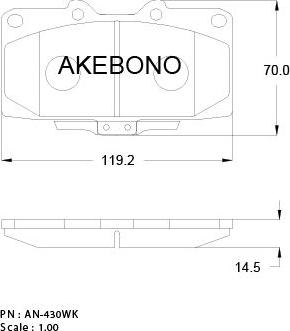 Akebono AN-430WKE - Тормозные колодки, дисковые, комплект autospares.lv