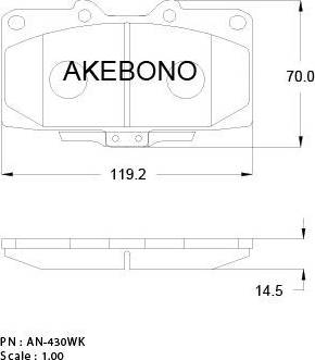 Akebono AN-430WK - Тормозные колодки, дисковые, комплект autospares.lv