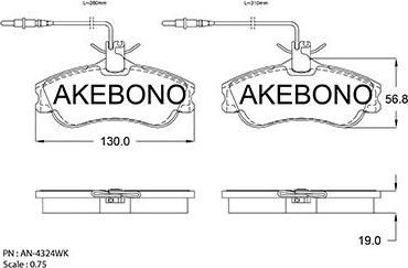 Akebono AN-4324WKE - Тормозные колодки, дисковые, комплект autospares.lv