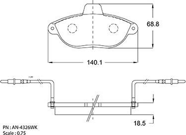 Akebono AN-4326WKE - Тормозные колодки, дисковые, комплект autospares.lv