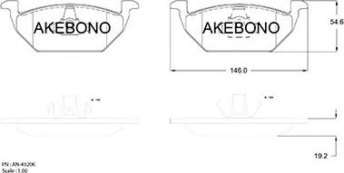 Akebono AN-4320KE - Тормозные колодки, дисковые, комплект autospares.lv