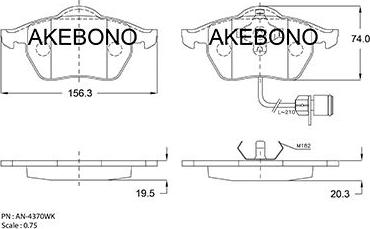 Akebono AN-4370WKE - Тормозные колодки, дисковые, комплект autospares.lv