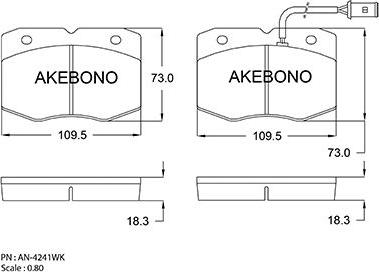 Akebono AN-4296WK - Тормозные колодки, дисковые, комплект autospares.lv