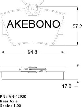 Akebono AN-4292KE - Тормозные колодки, дисковые, комплект autospares.lv