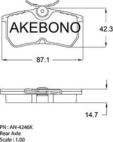 Akebono AN-4246KE - Тормозные колодки, дисковые, комплект autospares.lv