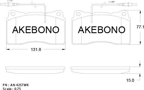 Akebono AN-4257WKE - Тормозные колодки, дисковые, комплект autospares.lv