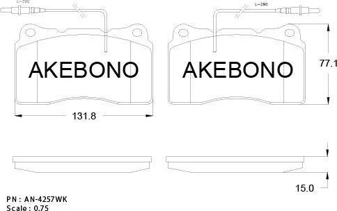 Akebono AN-4257WK - Тормозные колодки, дисковые, комплект autospares.lv