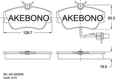 Akebono AN-4260WKE - Тормозные колодки, дисковые, комплект autospares.lv