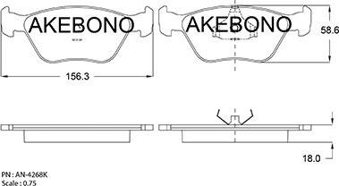 Akebono AN-4268KE - Тормозные колодки, дисковые, комплект autospares.lv