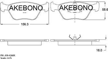 Akebono AN-4268K - Тормозные колодки, дисковые, комплект autospares.lv