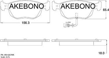 Akebono AN-4267WKE - Тормозные колодки, дисковые, комплект autospares.lv