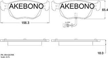 Akebono AN-4267WK - Тормозные колодки, дисковые, комплект autospares.lv