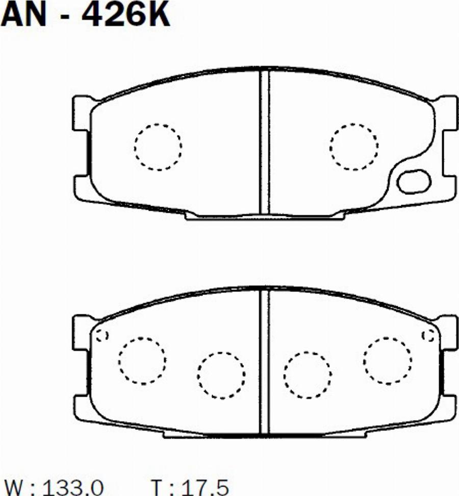 Akebono AN-426K - Тормозные колодки, дисковые, комплект autospares.lv