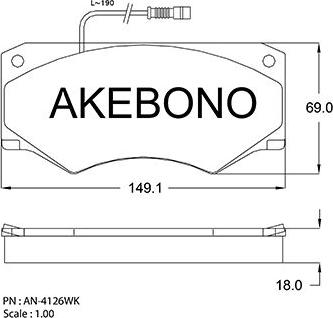 Akebono AN-4216WK - Тормозные колодки, дисковые, комплект autospares.lv