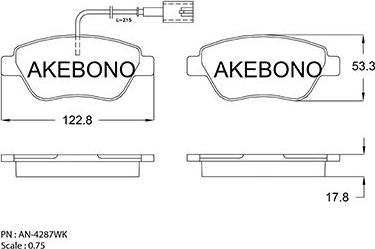 Akebono AN-4287WKE - Тормозные колодки, дисковые, комплект autospares.lv