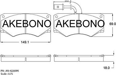 Akebono AN-4226WK - Тормозные колодки, дисковые, комплект autospares.lv