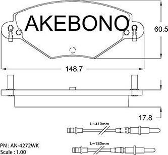 Akebono AN-4272WK - Тормозные колодки, дисковые, комплект autospares.lv