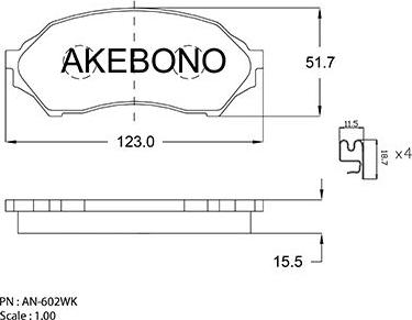 Akebono AN-602WK - Тормозные колодки, дисковые, комплект autospares.lv