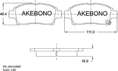 Akebono AN-618WKE - Тормозные колодки, дисковые, комплект autospares.lv