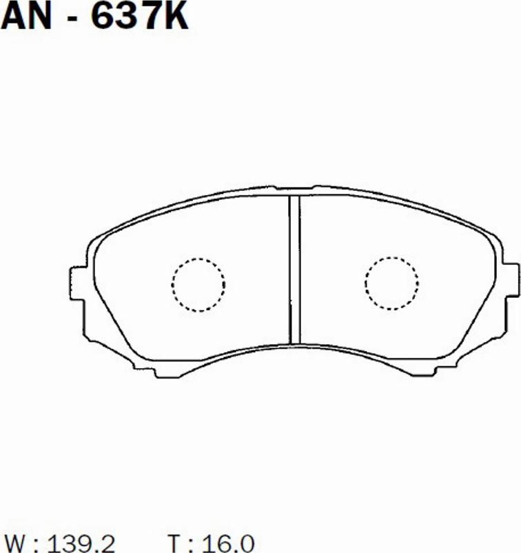 Akebono AN637K - Тормозные колодки, дисковые, комплект autospares.lv