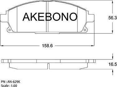 Akebono AN-629K - Тормозные колодки, дисковые, комплект autospares.lv