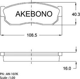 Akebono AN-107KE - Тормозные колодки, дисковые, комплект autospares.lv