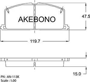 Akebono AN-113K - Тормозные колодки, дисковые, комплект autospares.lv