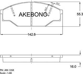 Akebono AN-135K - Тормозные колодки, дисковые, комплект autospares.lv