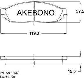 Akebono AN-136KE - Тормозные колодки, дисковые, комплект autospares.lv