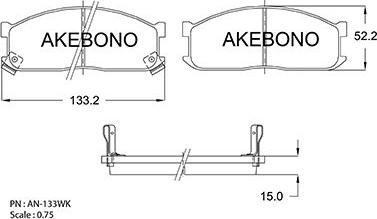 Akebono AN-133WKE - Тормозные колодки, дисковые, комплект autospares.lv