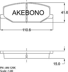 Akebono AN-129K - Тормозные колодки, дисковые, комплект autospares.lv