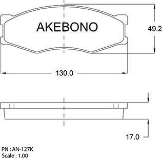 Akebono AN-127K - Тормозные колодки, дисковые, комплект autospares.lv