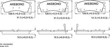 Akebono AN-8044WK - Тормозные колодки, дисковые, комплект autospares.lv