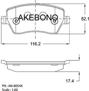 Akebono AN-8054K - Тормозные колодки, дисковые, комплект autospares.lv