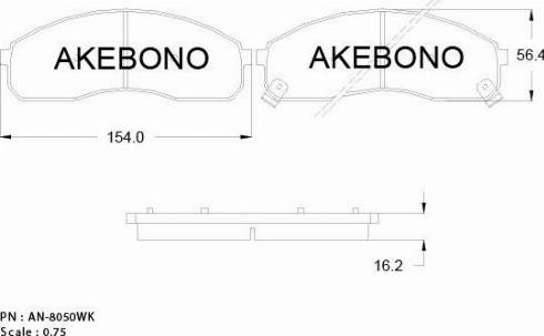 Akebono AN-8050WKE - Тормозные колодки, дисковые, комплект autospares.lv