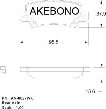 Akebono AN-8057WKE - Тормозные колодки, дисковые, комплект autospares.lv