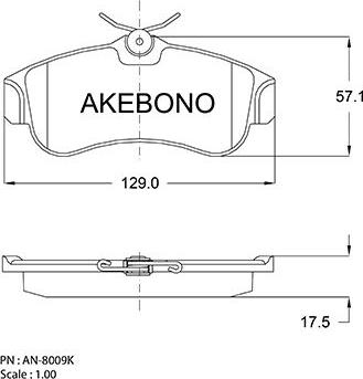 Akebono AN-8009K - Тормозные колодки, дисковые, комплект autospares.lv